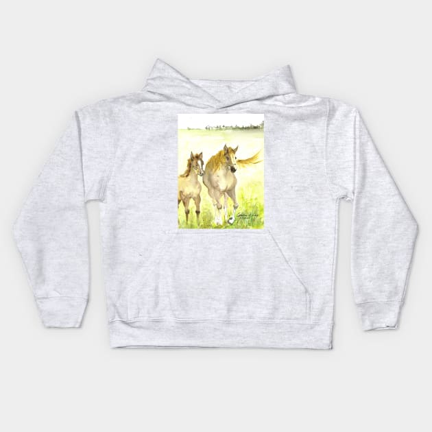 Horses Kids Hoodie by Cwang